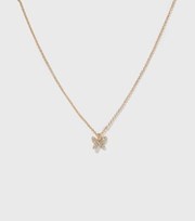 New Look Gold Diamante Butterfly Pendant Necklace